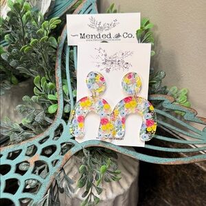 Beautiful Acrylic Handcrafted Floral Earrings by Mended and Co.